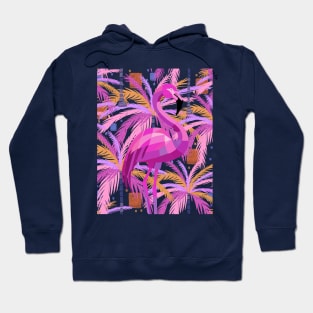 Vibrant Pink Flamingo Palm Trees Hoodie